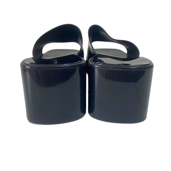 Qupid Stacie Open Toe Sandals Heeled Clogs Women's Size 6  Black PVC Platform - Picture 5 of 11